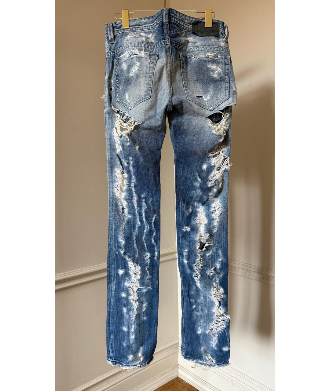 DIESEL Голубые хлопковые прямые джинсы, фото 2