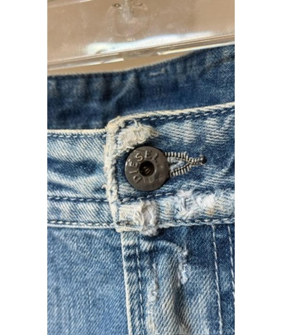 DIESEL Голубые хлопковые прямые джинсы, фото 6