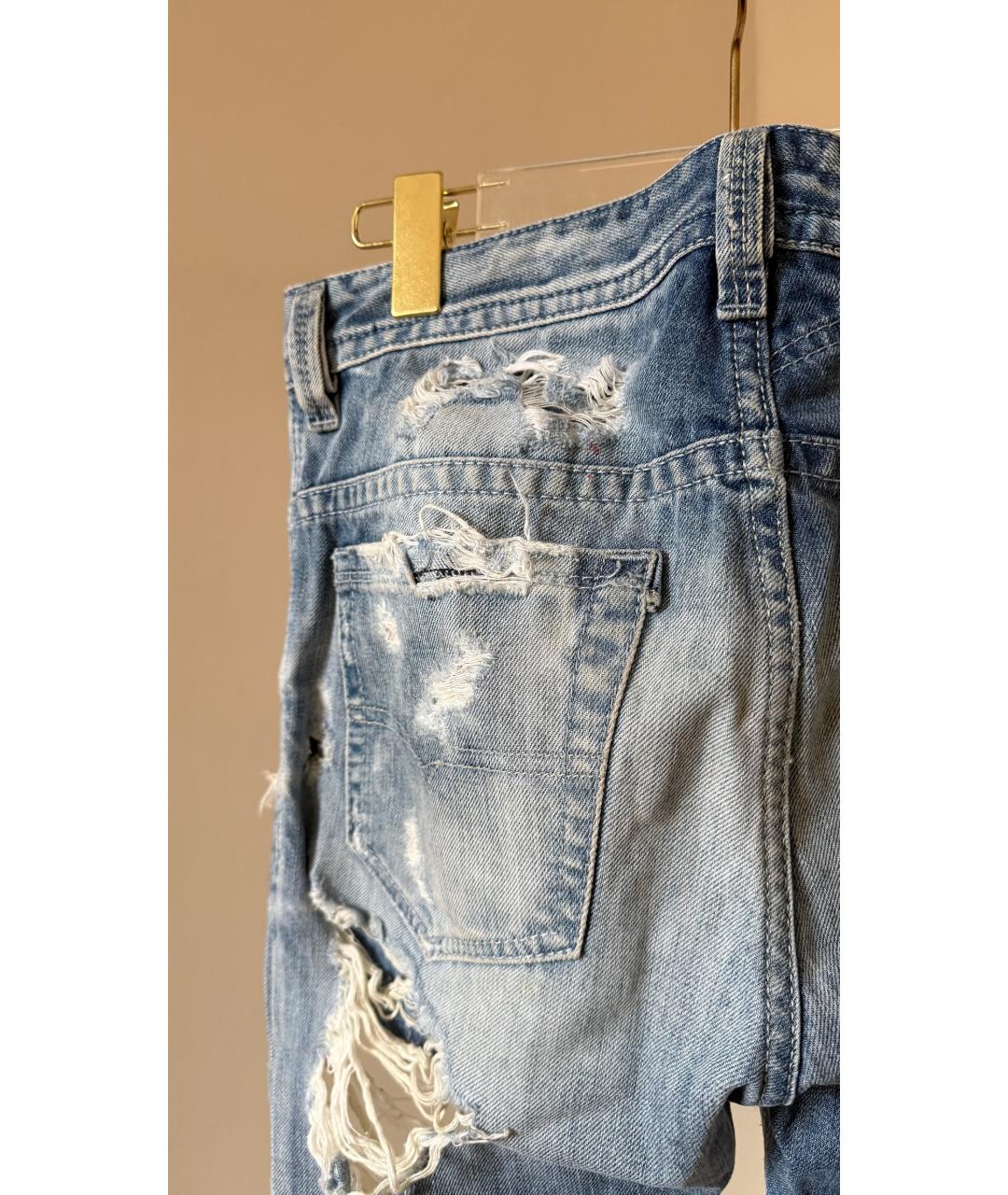 DIESEL Голубые хлопковые прямые джинсы, фото 3