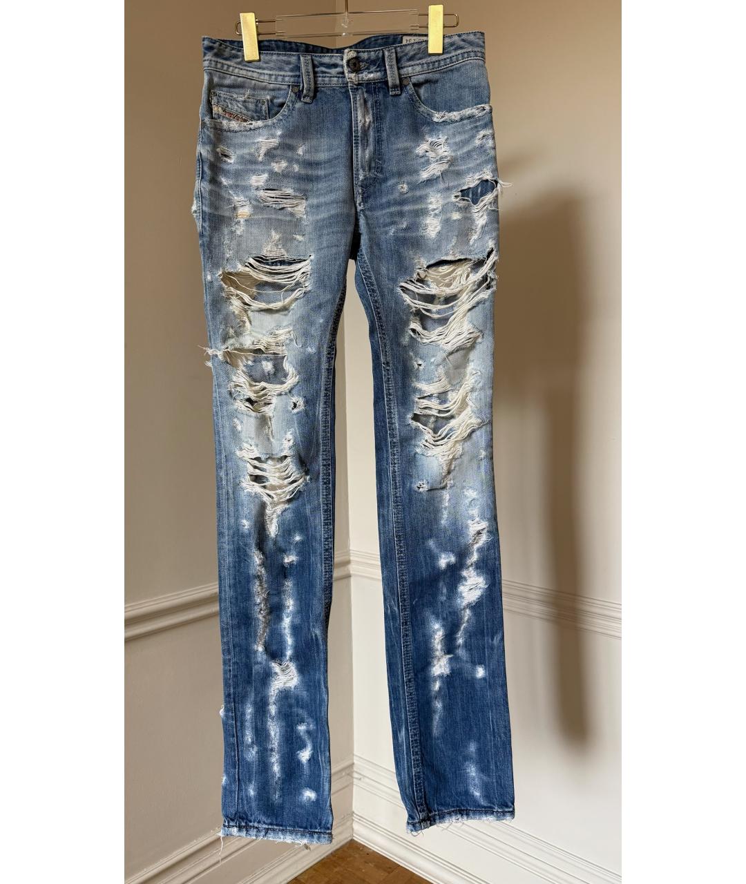 DIESEL Голубые хлопковые прямые джинсы, фото 7