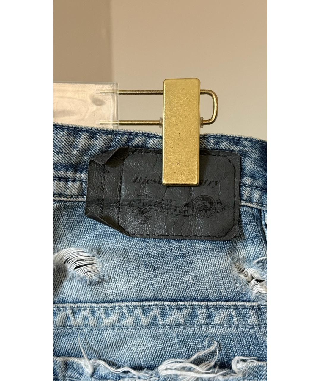 DIESEL Голубые хлопковые прямые джинсы, фото 4