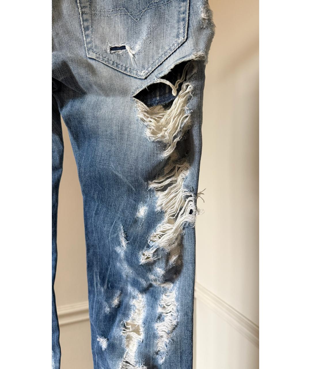 DIESEL Голубые хлопковые прямые джинсы, фото 5