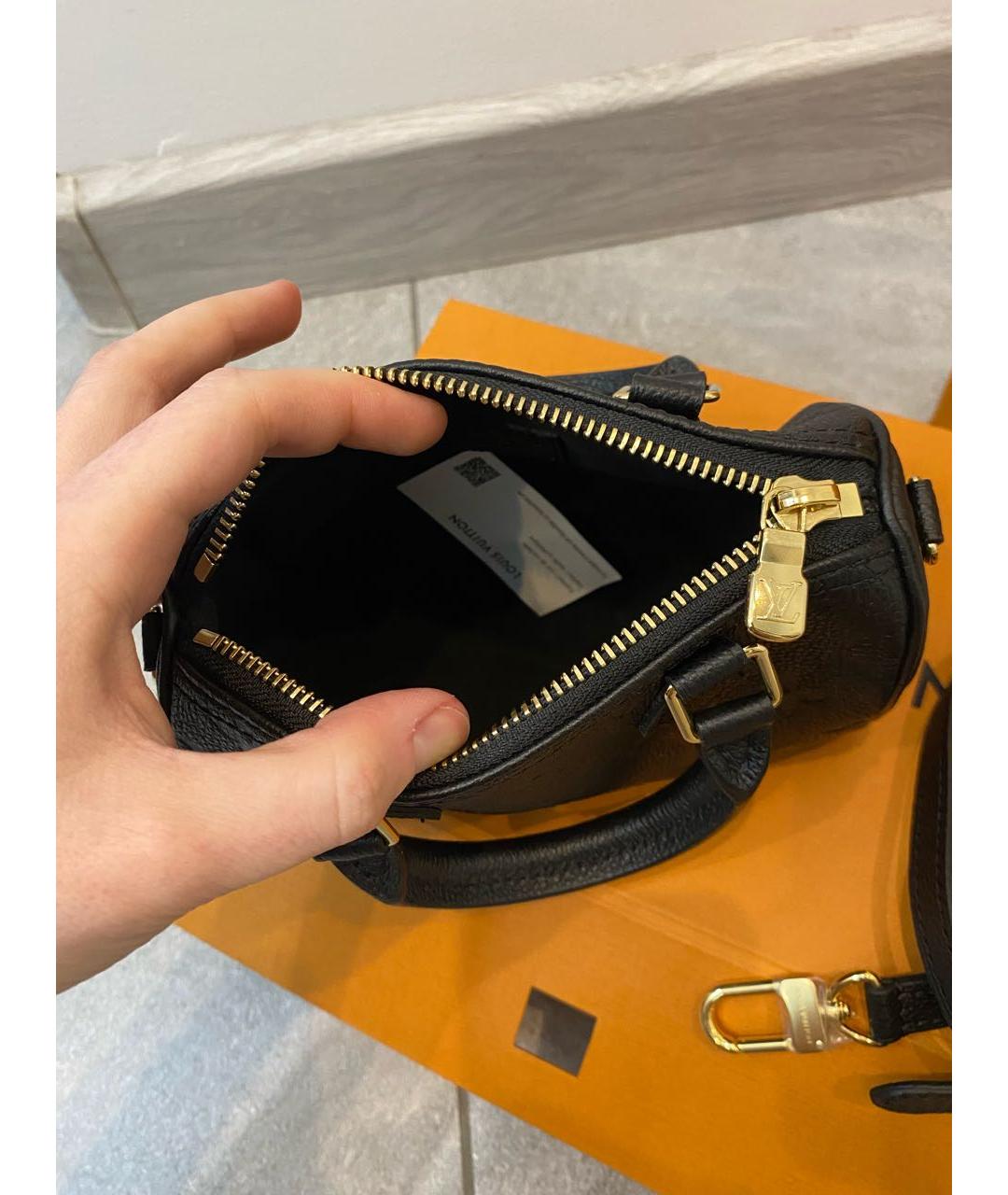 LOUIS VUITTON Черная кожаная сумка с короткими ручками, фото 5