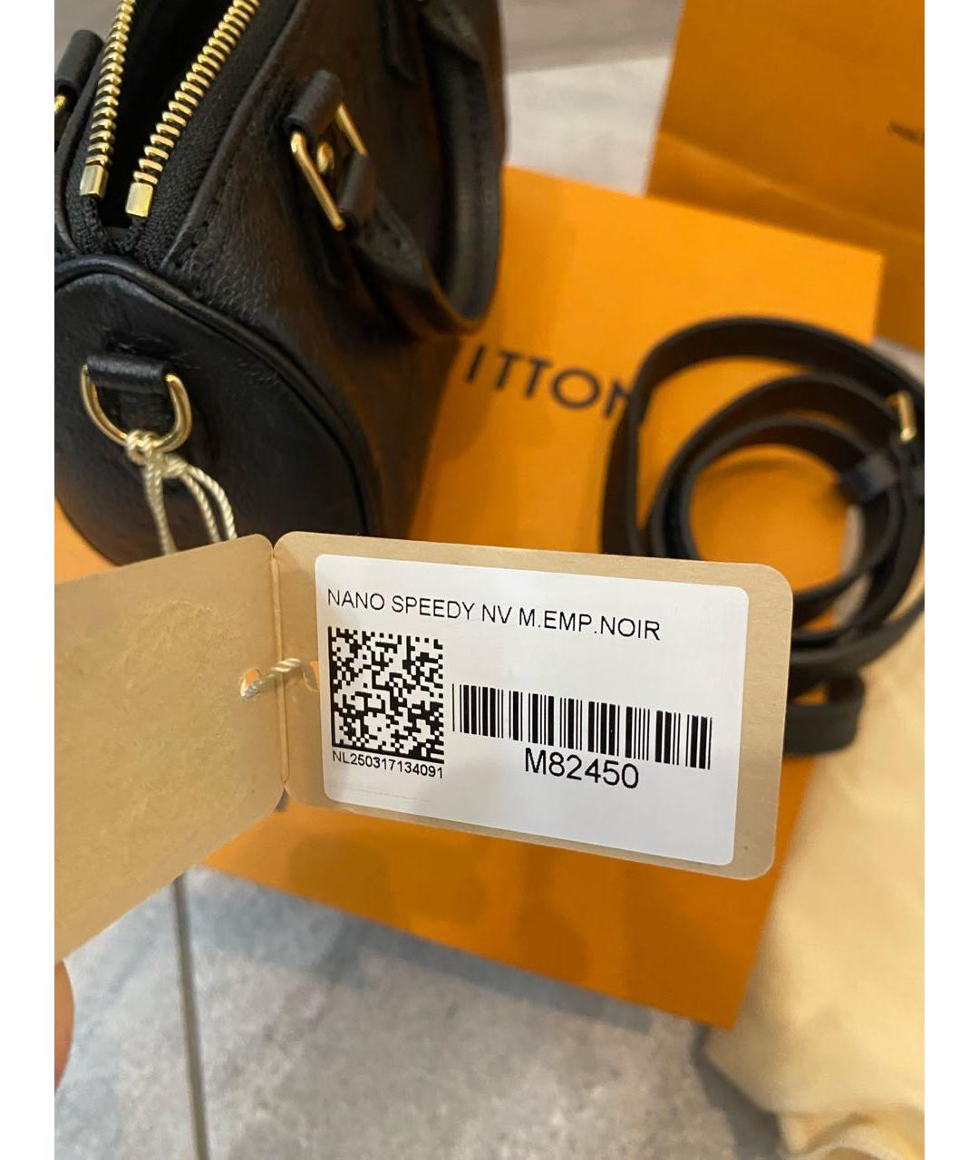 LOUIS VUITTON Черная кожаная сумка с короткими ручками, фото 6