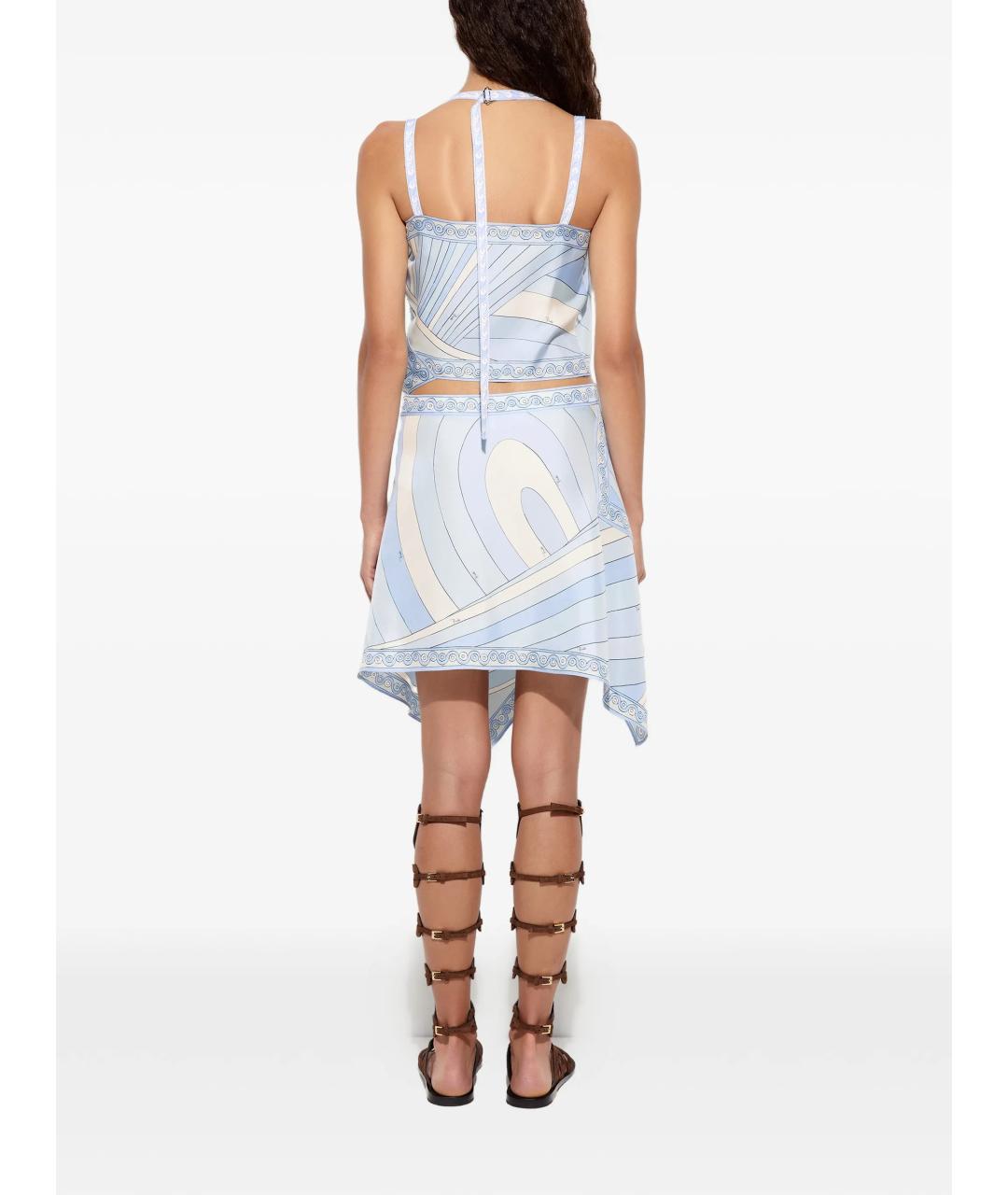 PUCCI Голубая шелковая майка, фото 4