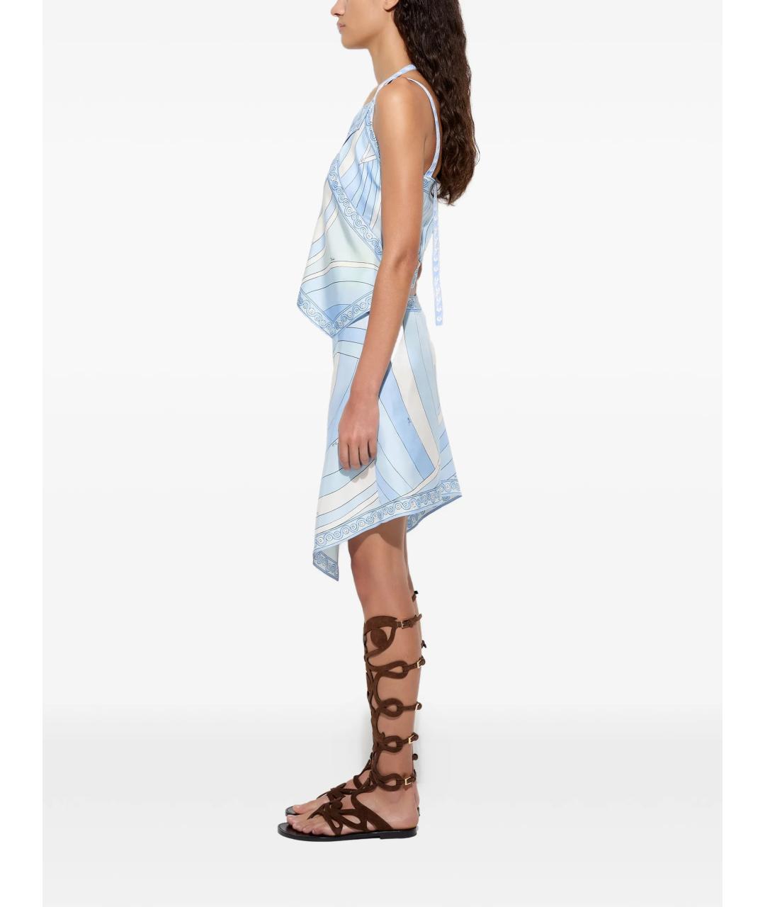 PUCCI Голубая шелковая майка, фото 3