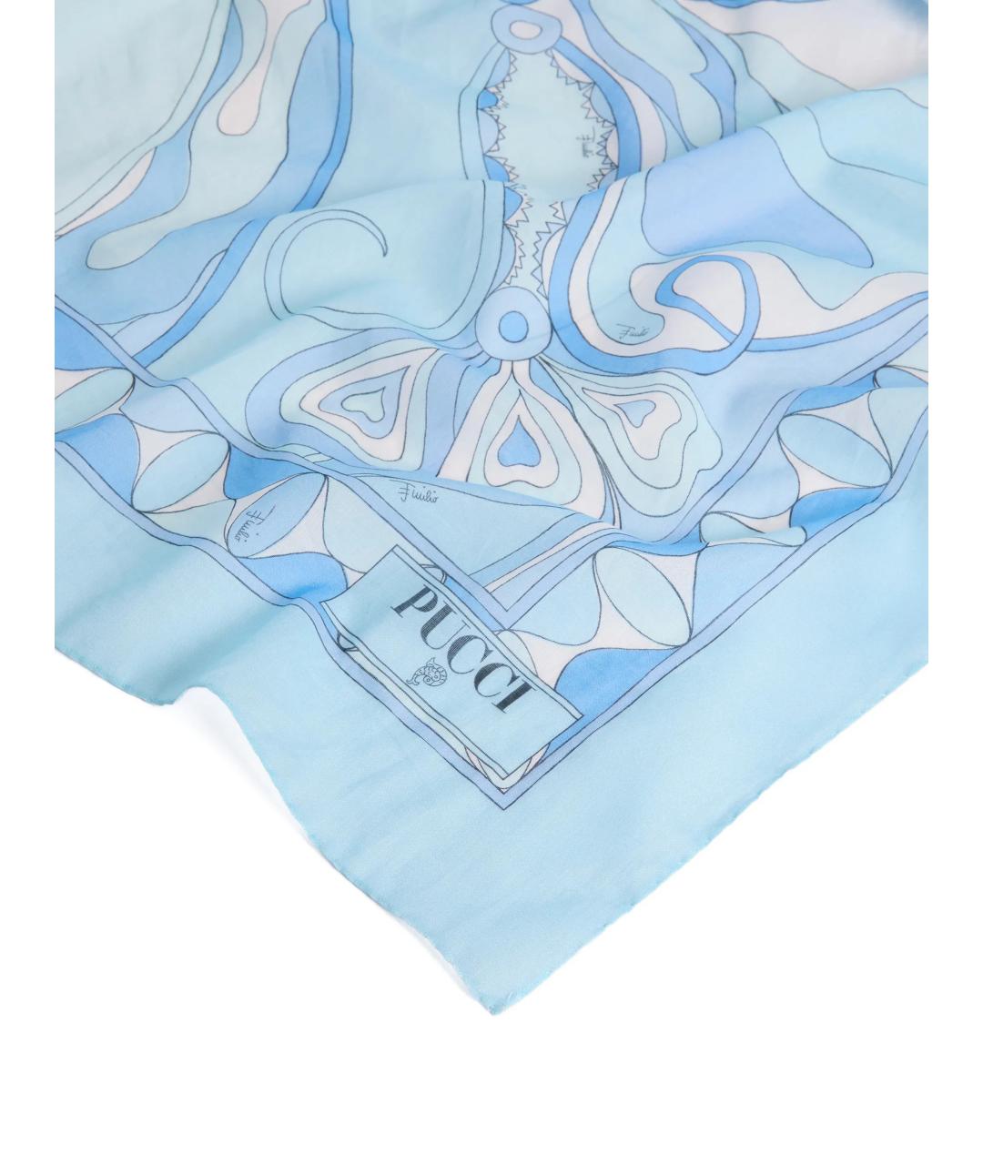 EMILIO PUCCI Голубое хлопковое парео, фото 3