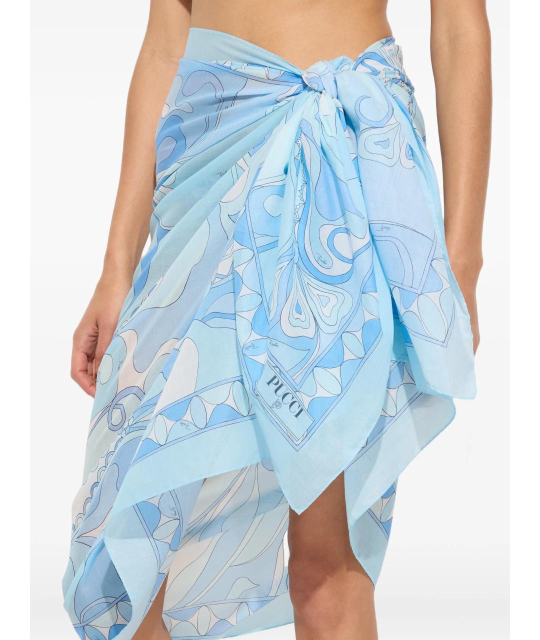 EMILIO PUCCI Голубое хлопковое парео, фото 2