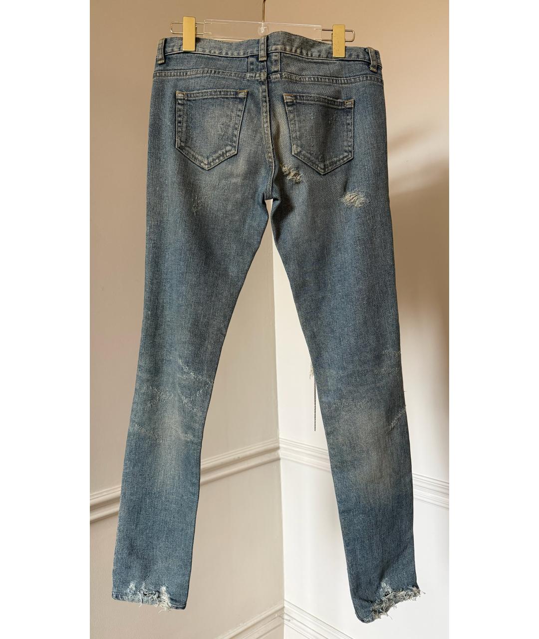 SAINT LAURENT Голубые хлопковые прямые джинсы, фото 2