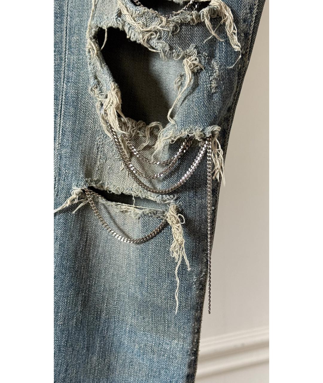 SAINT LAURENT Голубые хлопковые прямые джинсы, фото 5