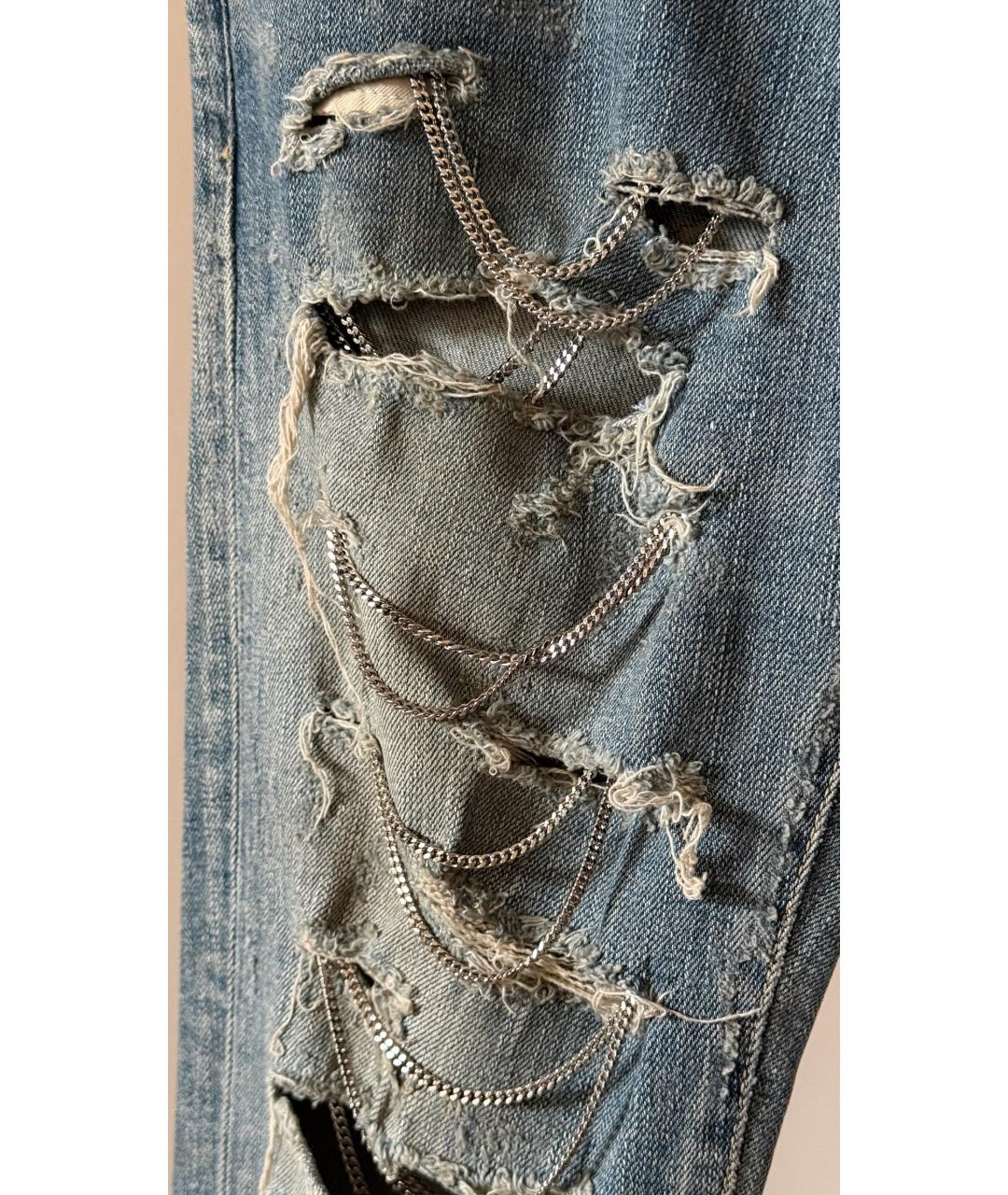 SAINT LAURENT Голубые хлопковые прямые джинсы, фото 4