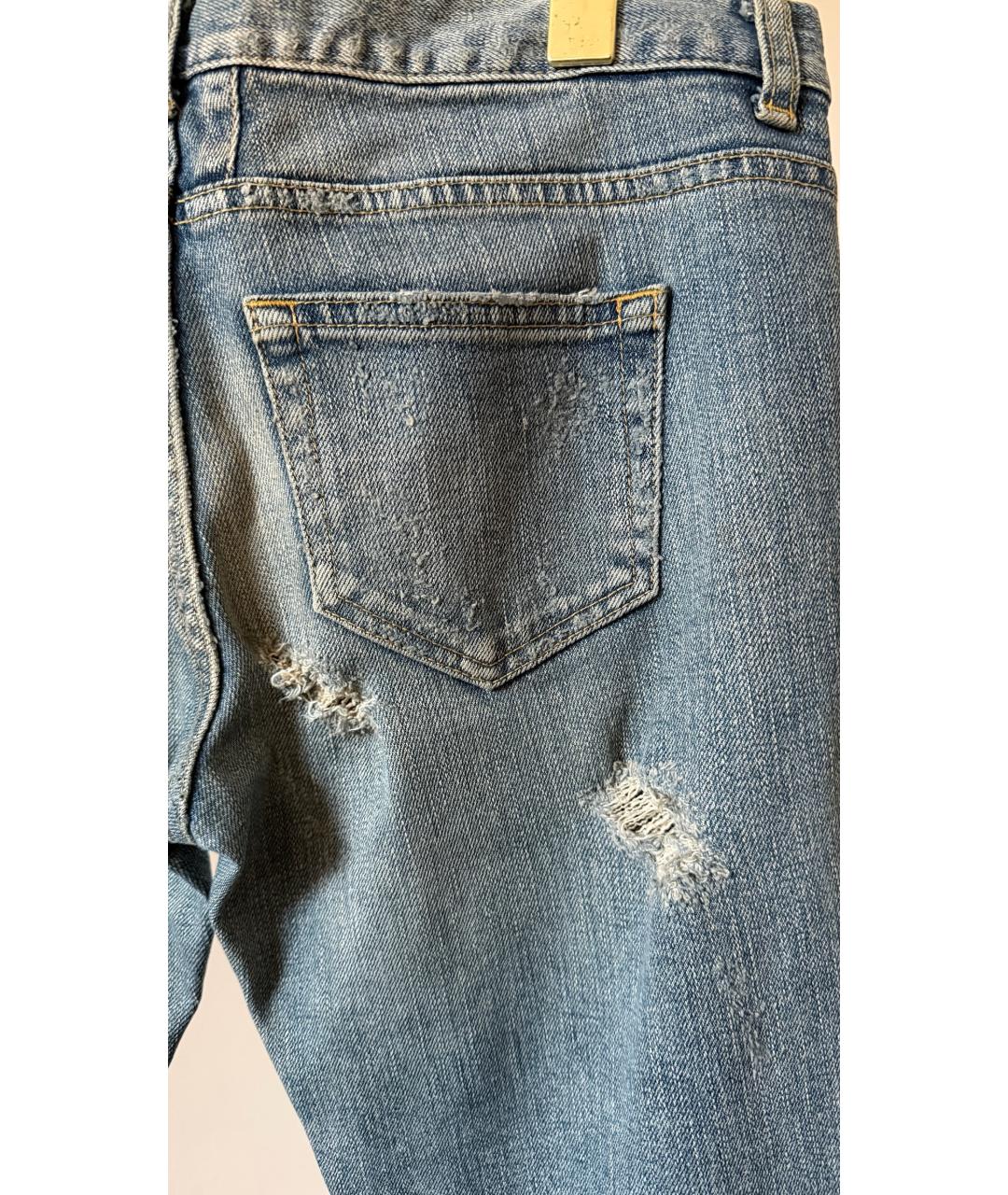 SAINT LAURENT Голубые хлопковые прямые джинсы, фото 3