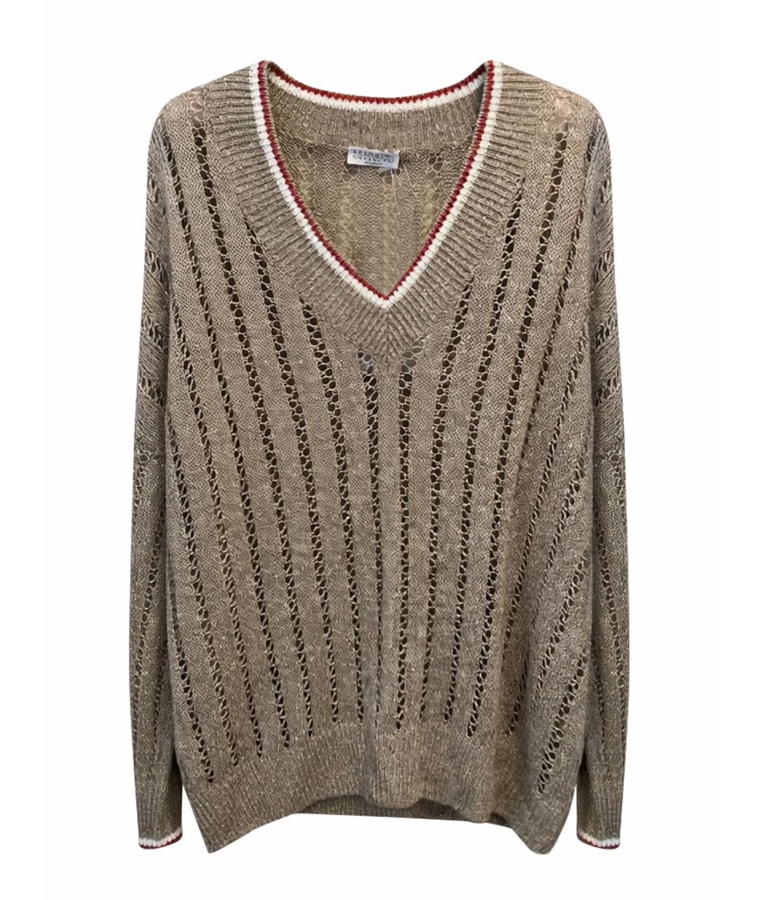 BRUNELLO CUCINELLI Золотой льняной джемпер / свитер, фото 1