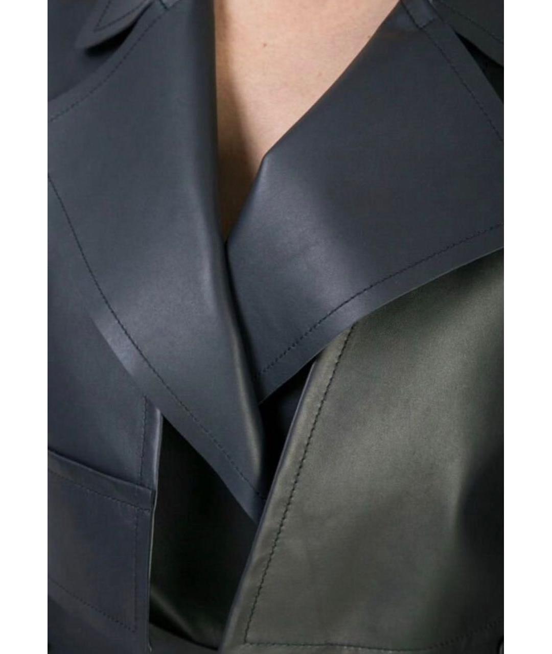 MAX MARA Темно-синий кожаный тренч/плащ, фото 2