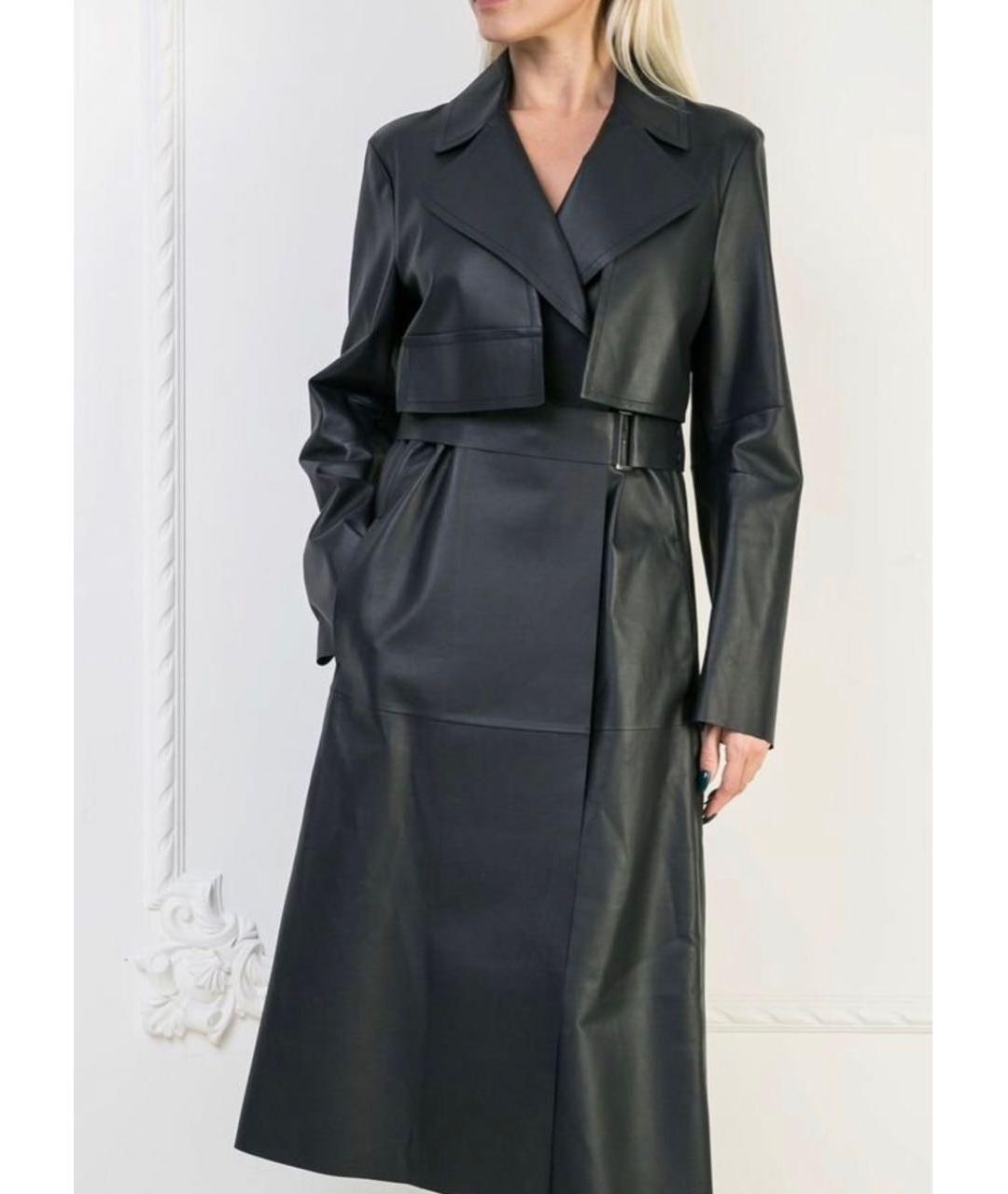 MAX MARA Темно-синий кожаный тренч/плащ, фото 5