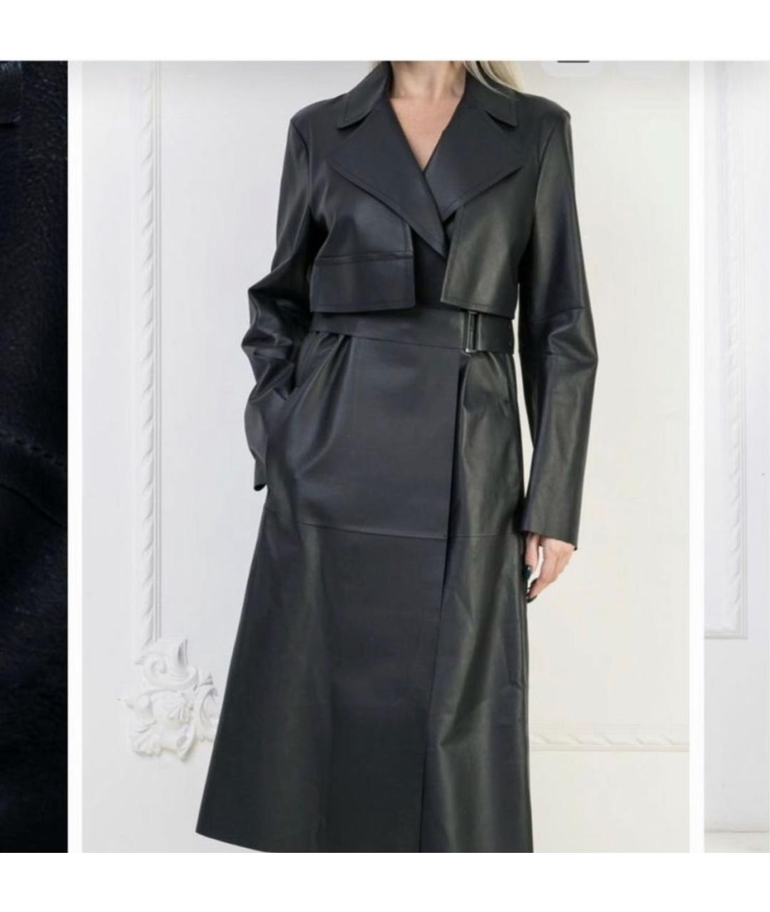 MAX MARA Темно-синий кожаный тренч/плащ, фото 3