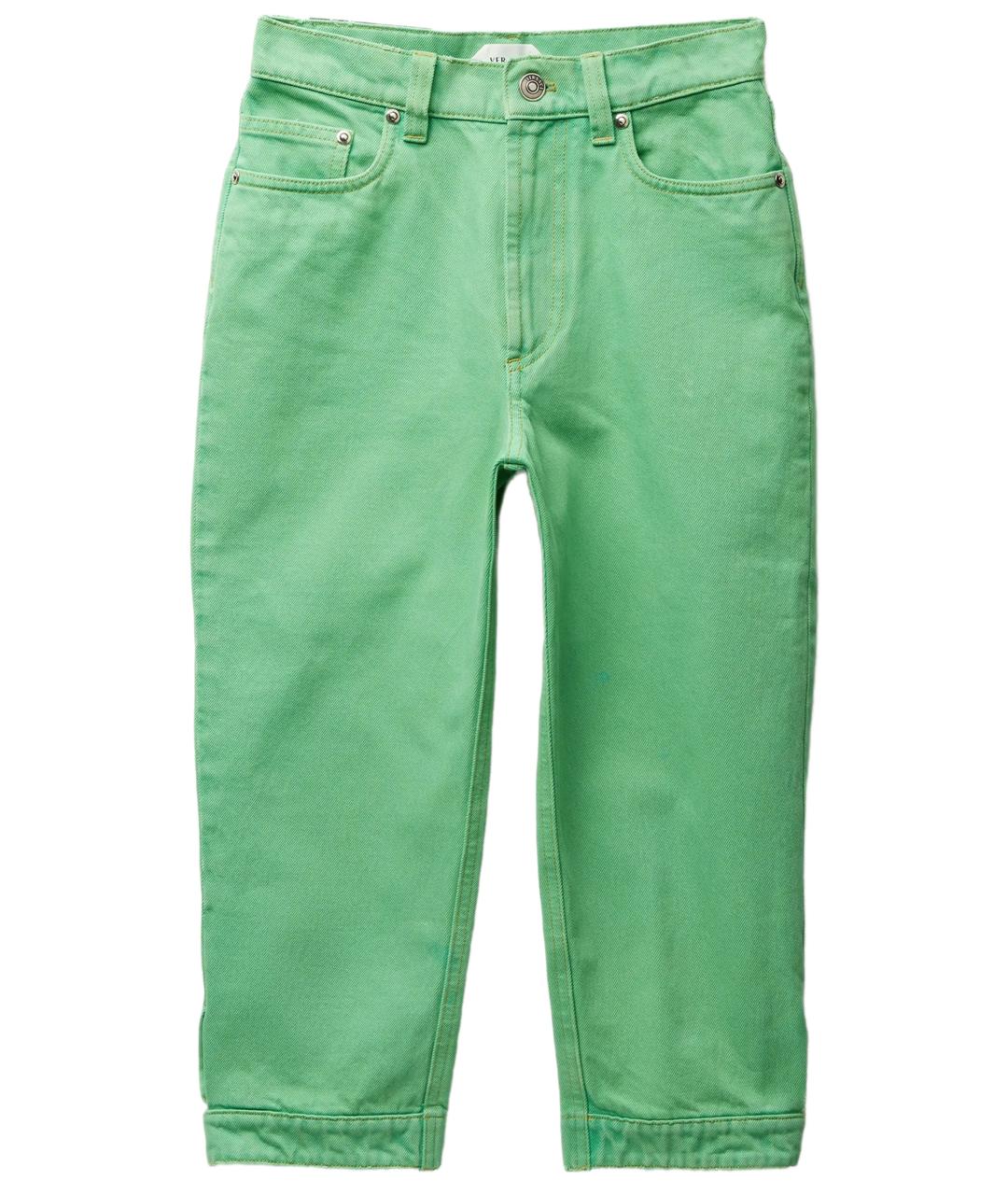 VERSACE Зеленые хлопковые прямые джинсы, фото 1