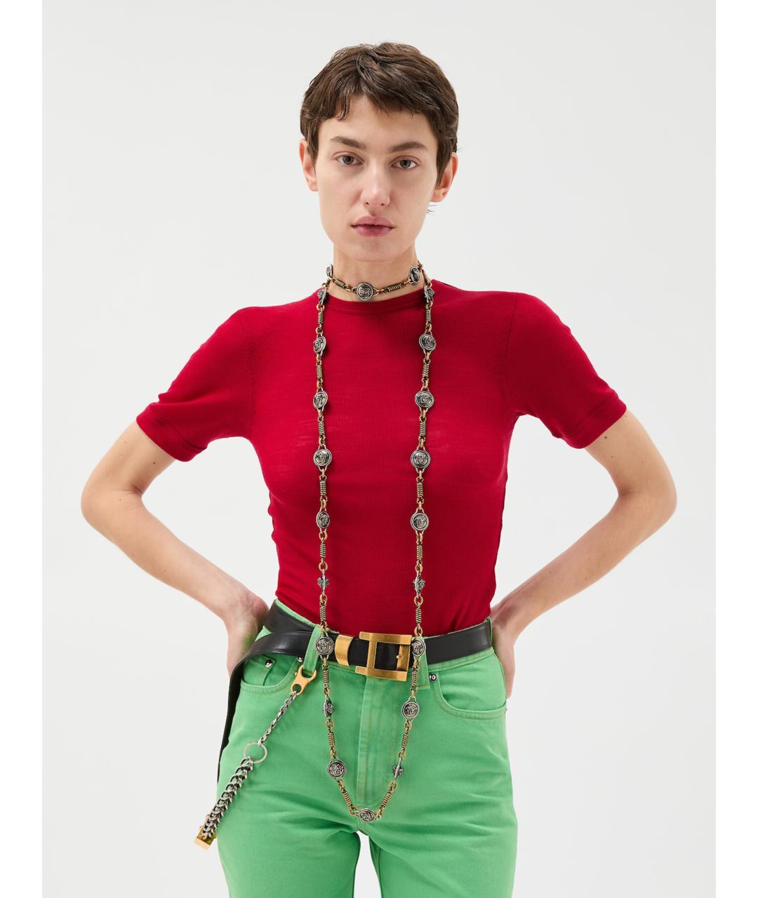 VERSACE Красная шерстяная футболка, фото 2