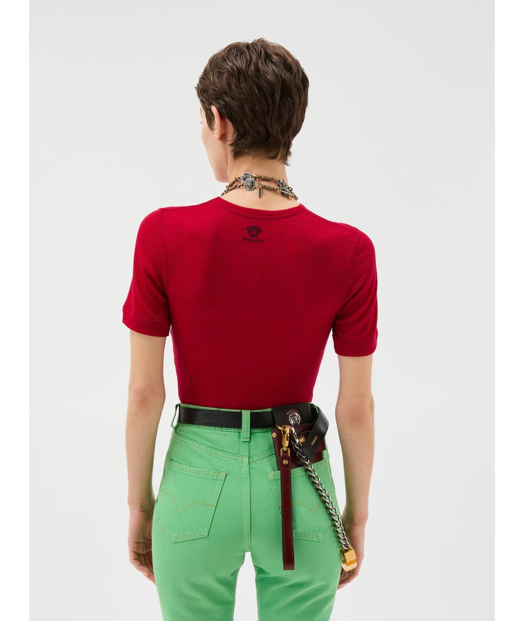 VERSACE Красная шерстяная футболка, фото 3