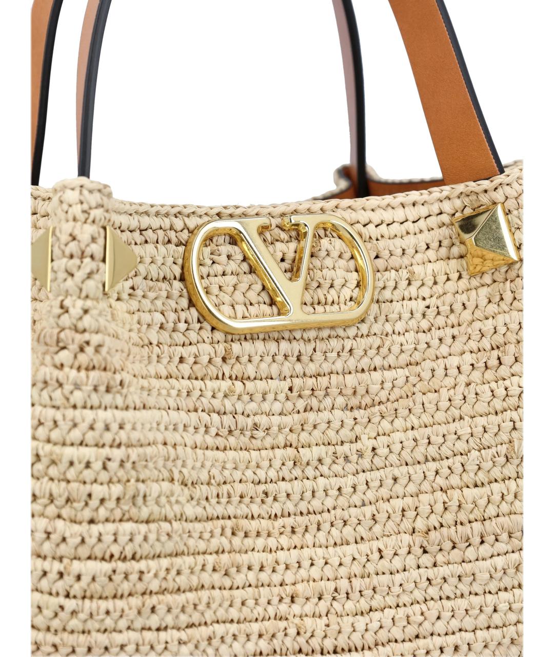 VALENTINO Бежевая пелетеная сумка тоут, фото 3