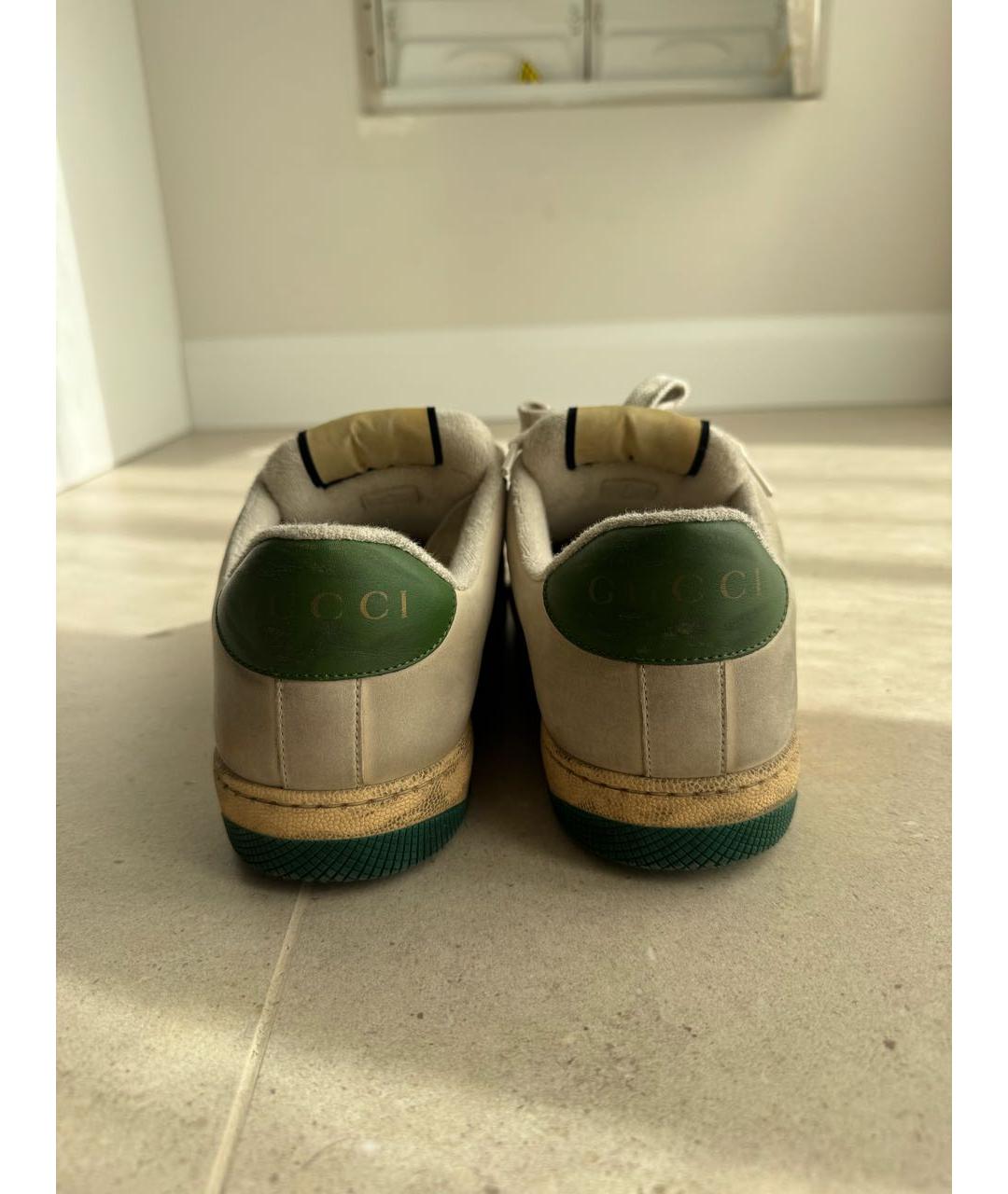 GUCCI Зеленые кожаные низкие кроссовки / кеды, фото 4