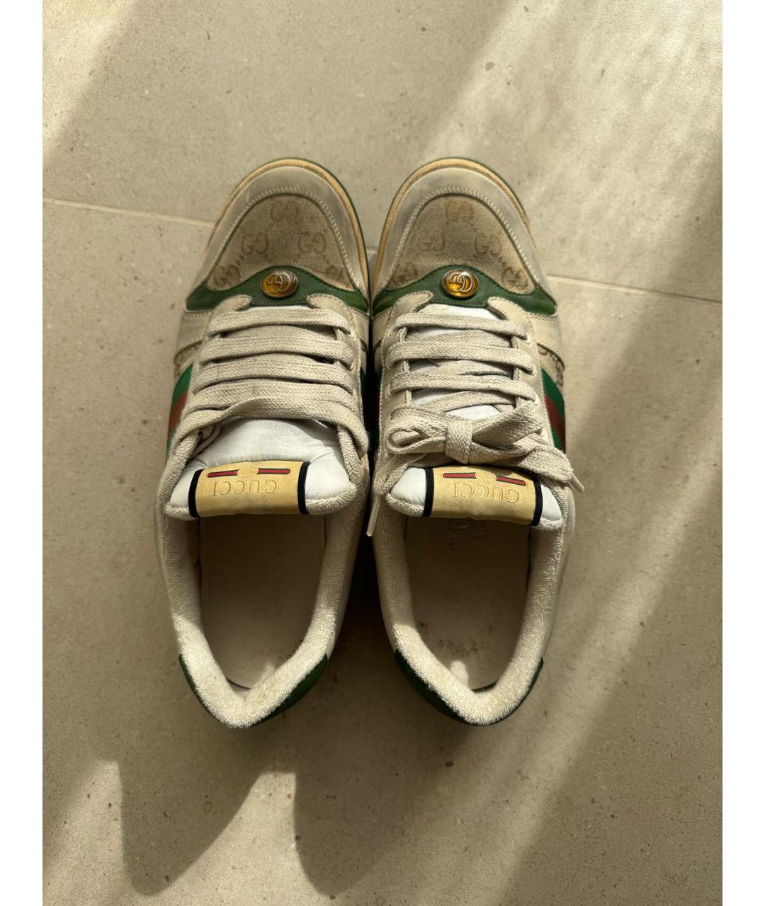 GUCCI Зеленые кожаные низкие кроссовки / кеды, фото 3
