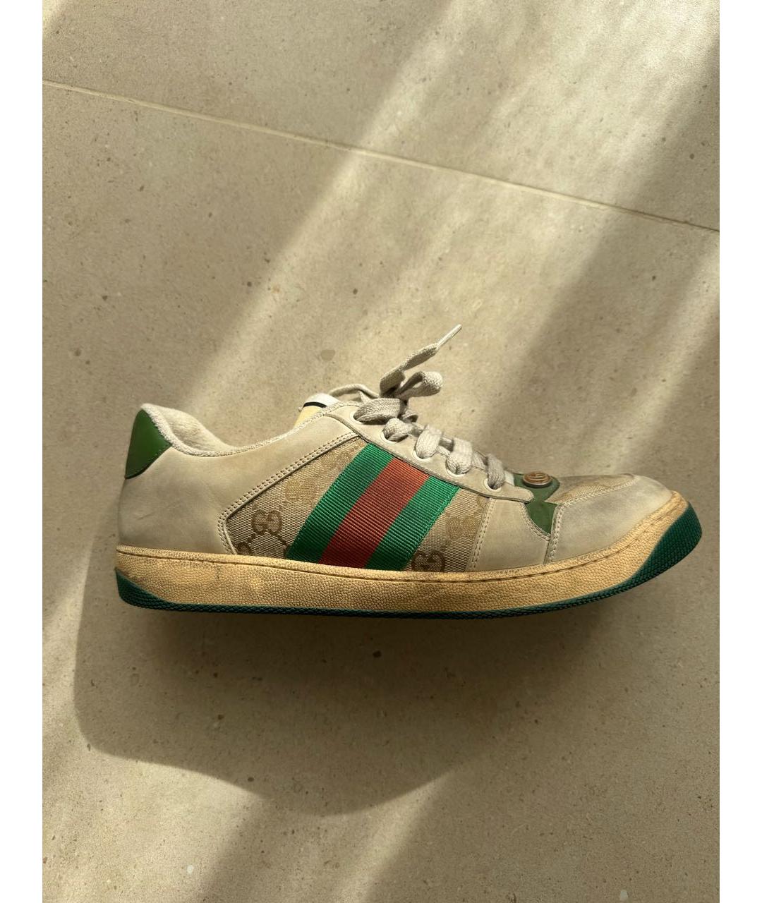 GUCCI Зеленые кожаные низкие кроссовки / кеды, фото 8