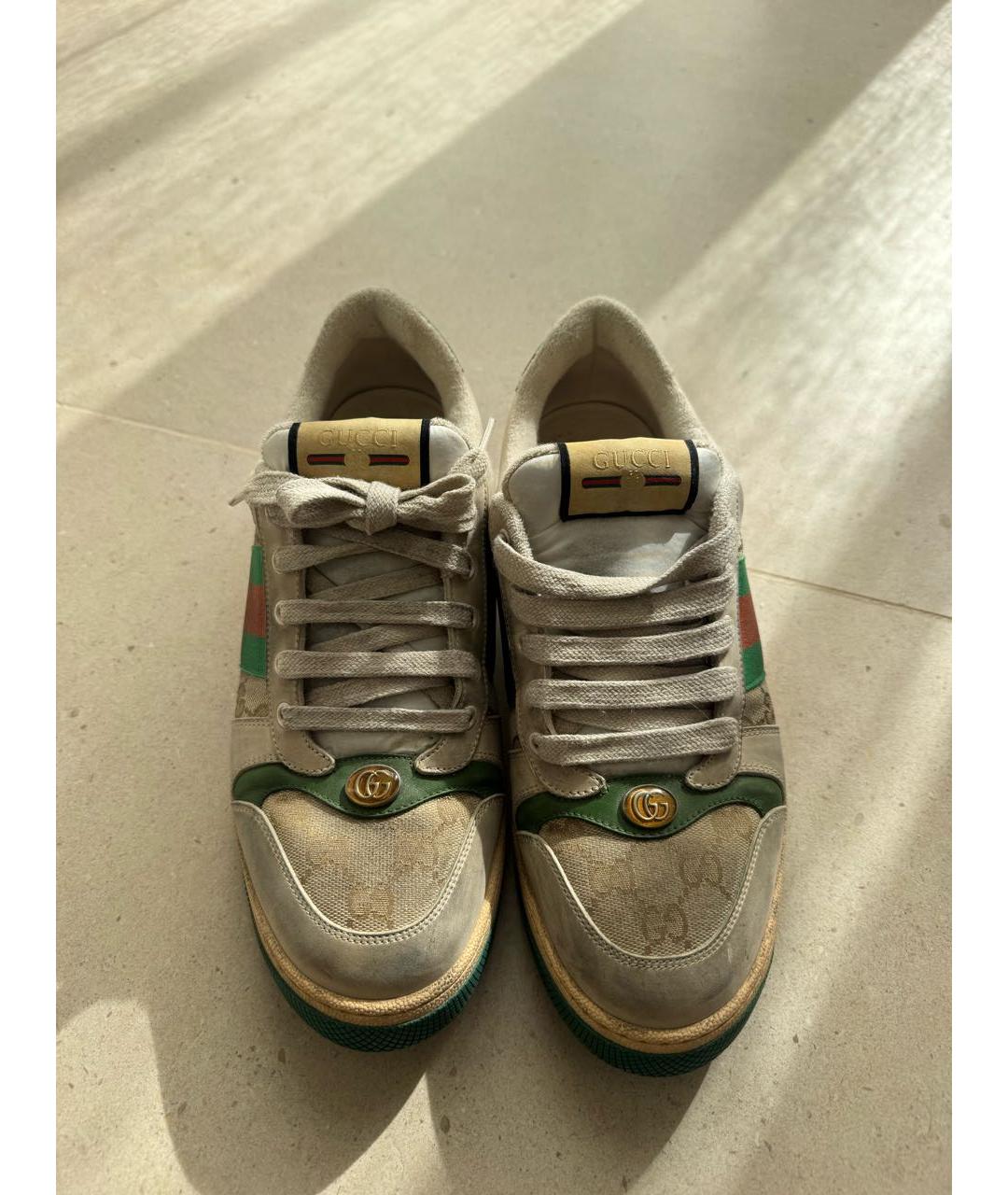 GUCCI Зеленые кожаные низкие кроссовки / кеды, фото 2