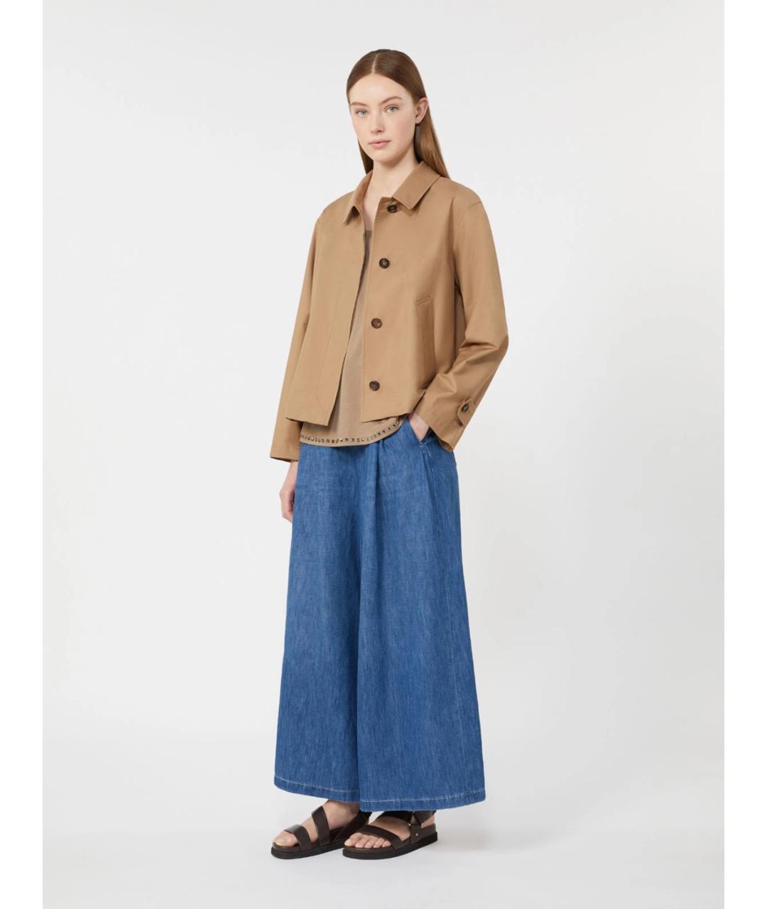 'S MAX MARA Синие хлопковые прямые брюки, фото 2