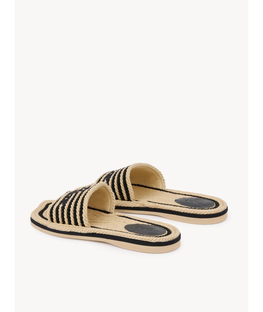 CHLOE Бежевые текстильные шлепанцы, фото 6