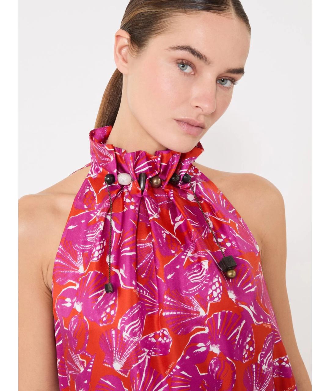 MAX MARA Розовое шелковое повседневное платье, фото 5