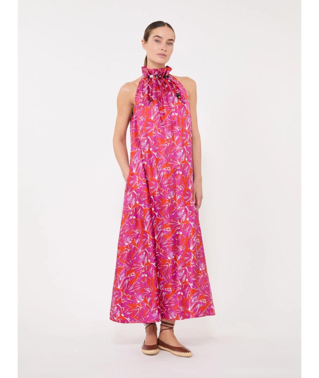 MAX MARA Розовое шелковое повседневное платье, фото 2