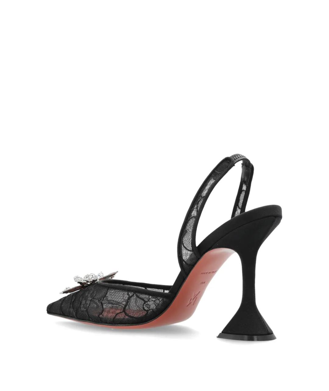 Amina Muaddi Черные текстильные туфли, фото 4