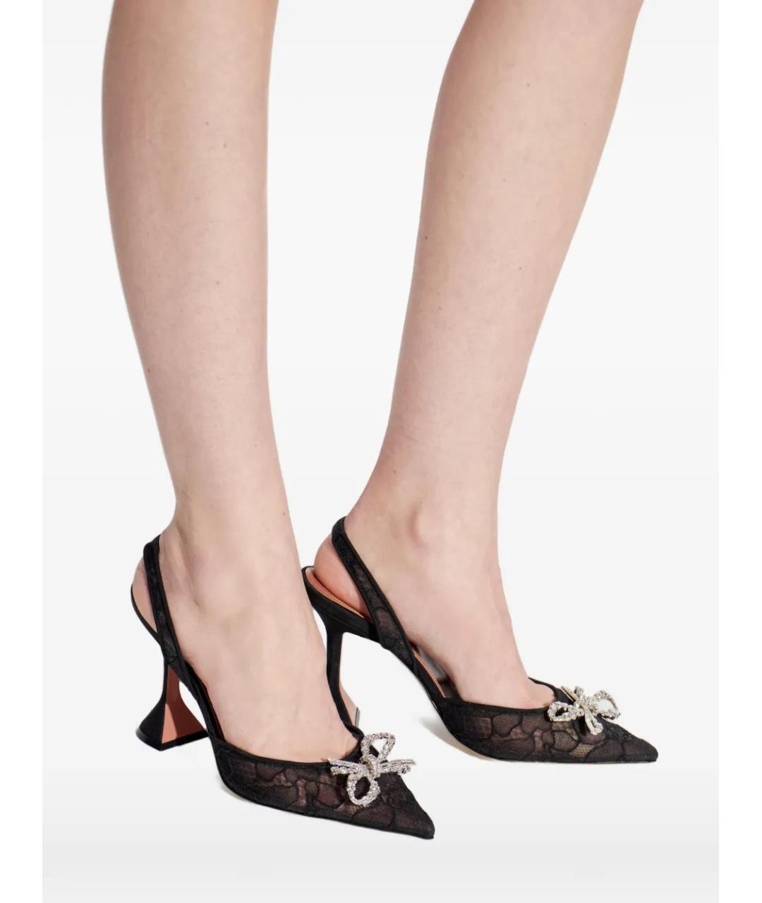 Amina Muaddi Черные текстильные туфли, фото 5