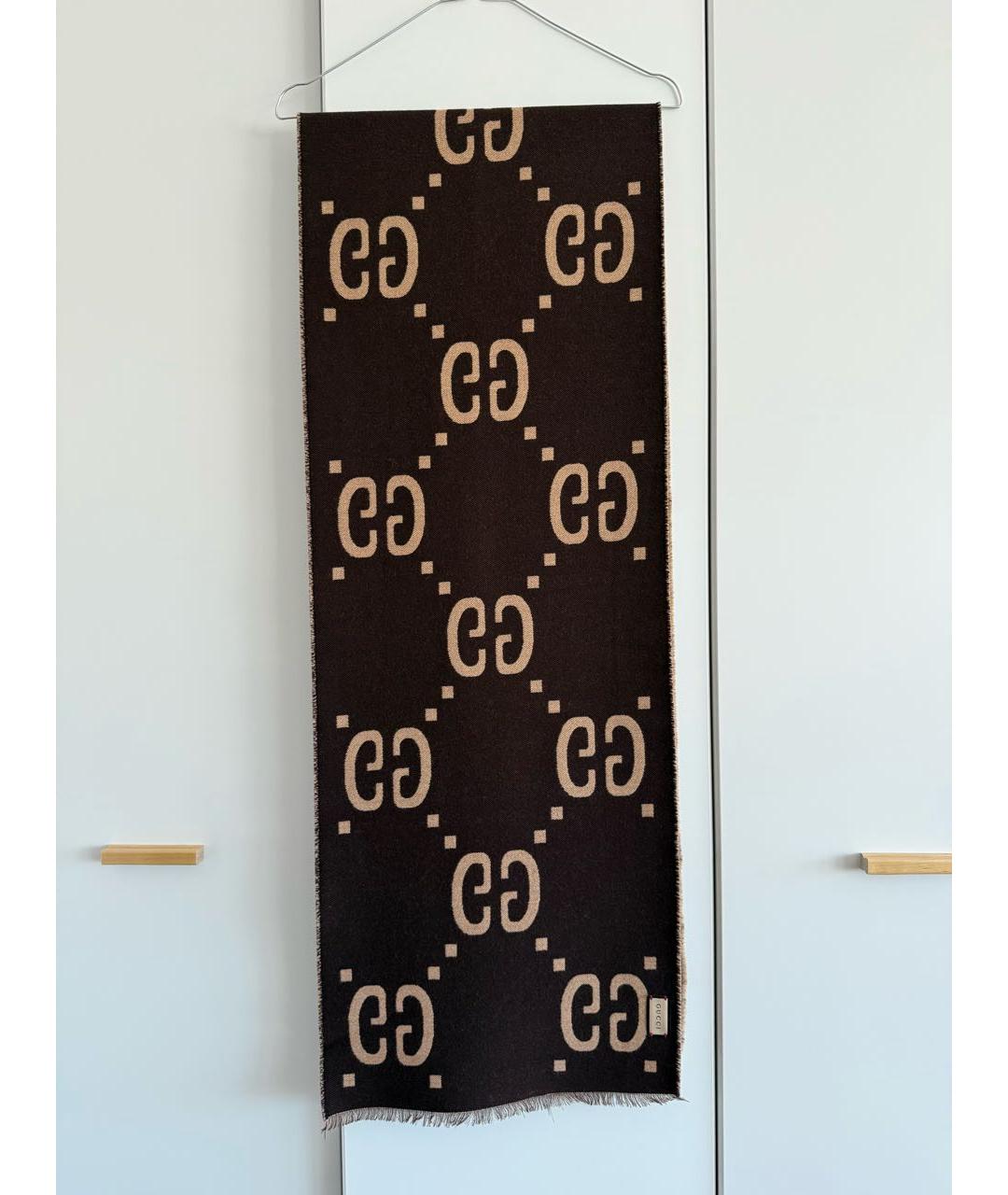 GUCCI Бежевый шерстяной шарф, фото 2