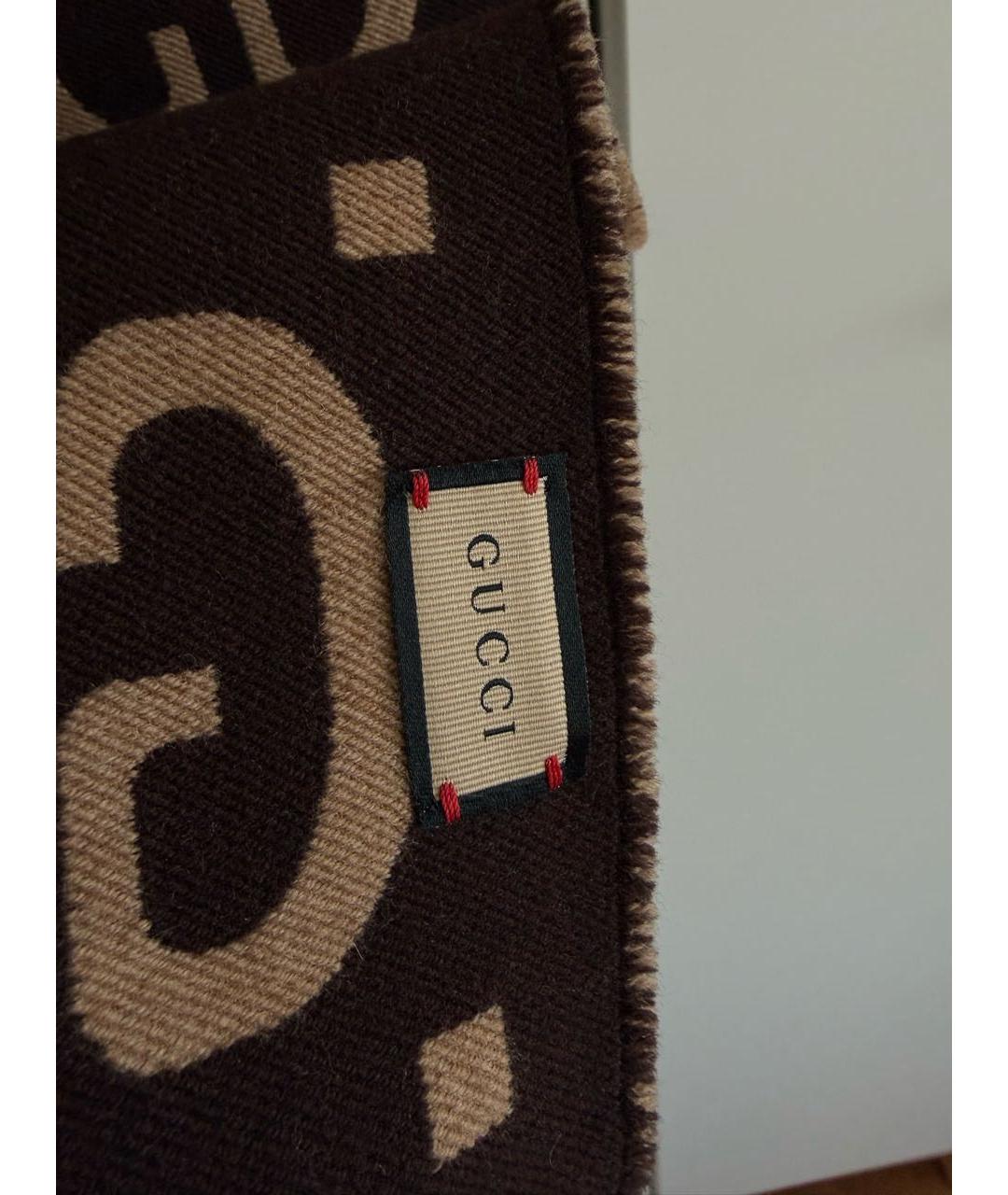 GUCCI Бежевый шерстяной шарф, фото 5