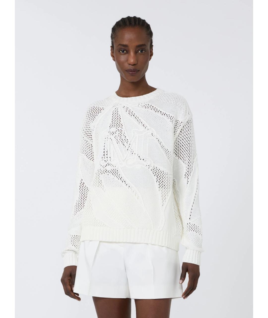 MAX MARA Белый хлопковый джемпер / свитер, фото 3