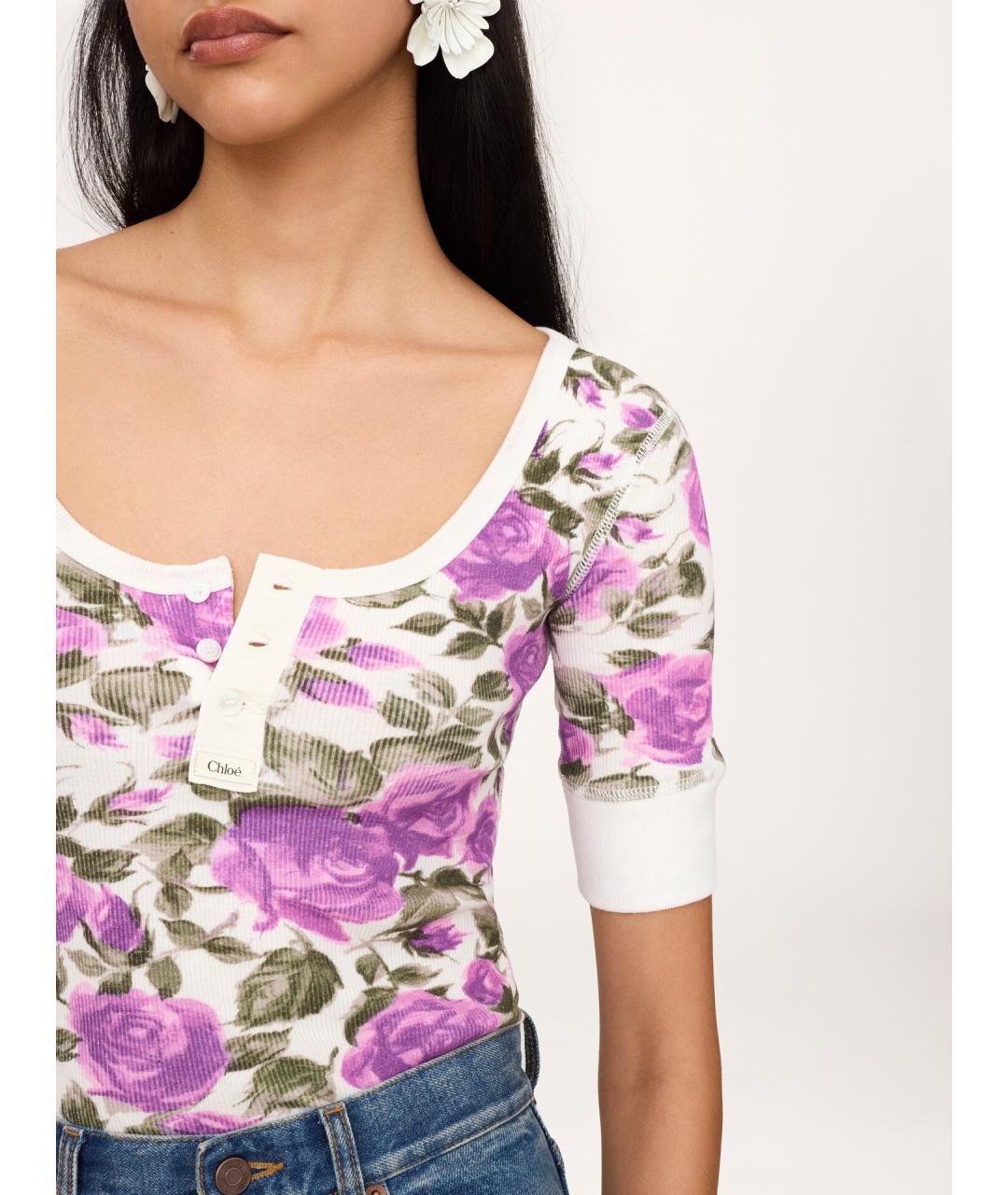 CHLOE Фиолетовая хлопковая футболка, фото 4