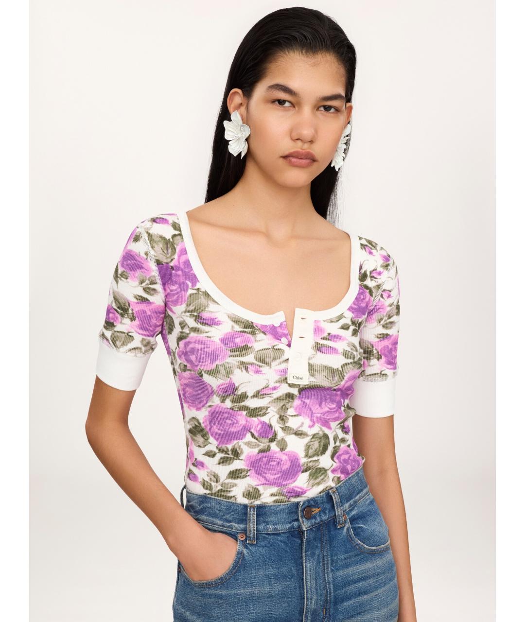 CHLOE Фиолетовая хлопковая футболка, фото 3