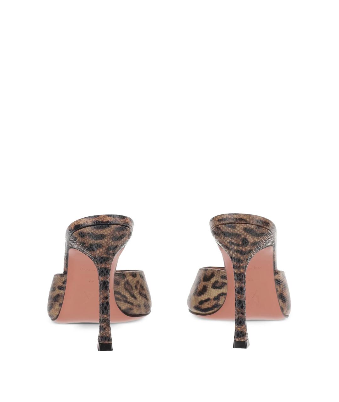 Amina Muaddi Коричневые кожаные мюли, фото 3