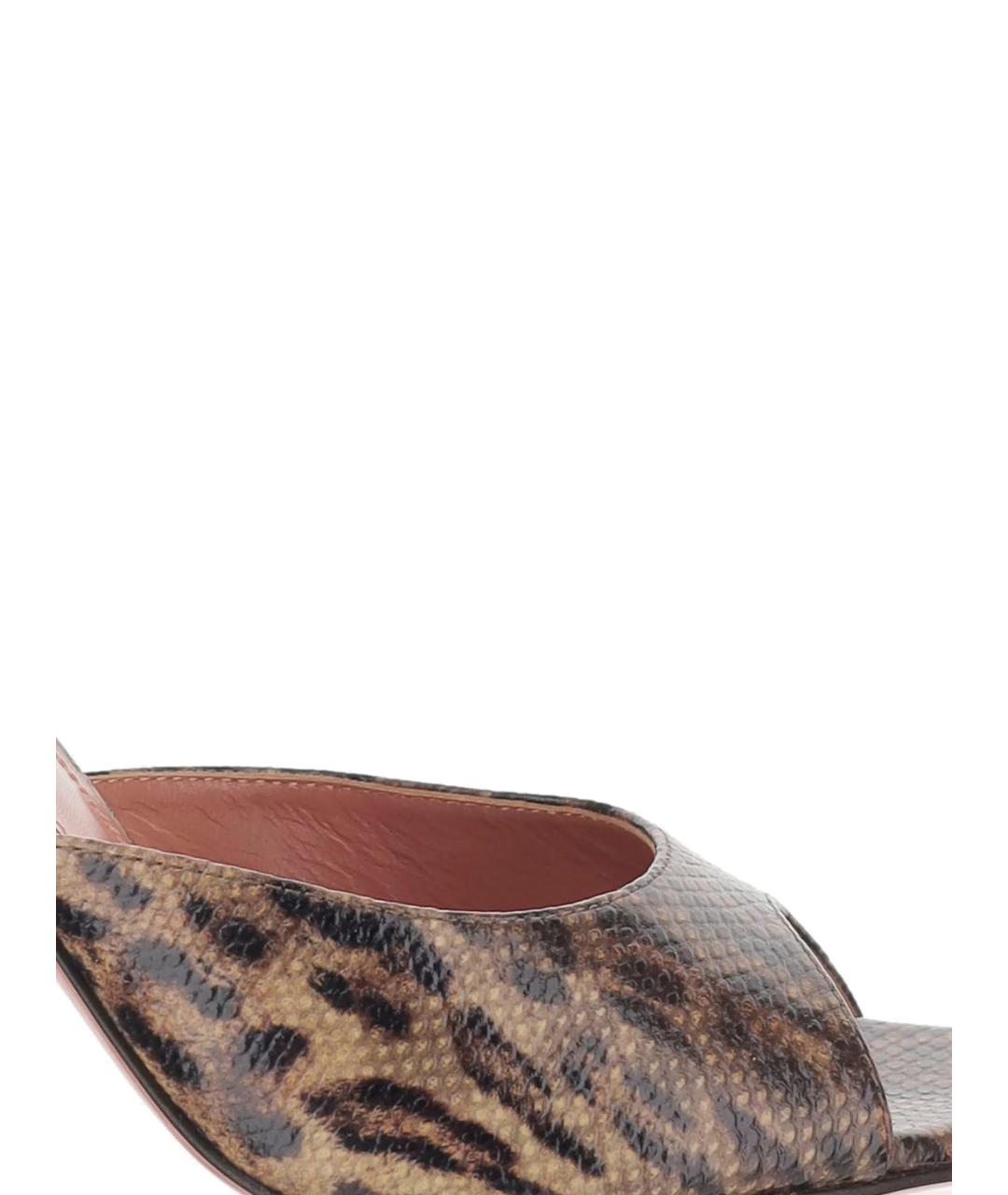 Amina Muaddi Коричневые кожаные мюли, фото 4