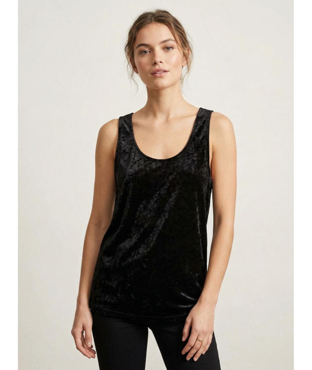 SAINT LAURENT Черная майка, фото 3