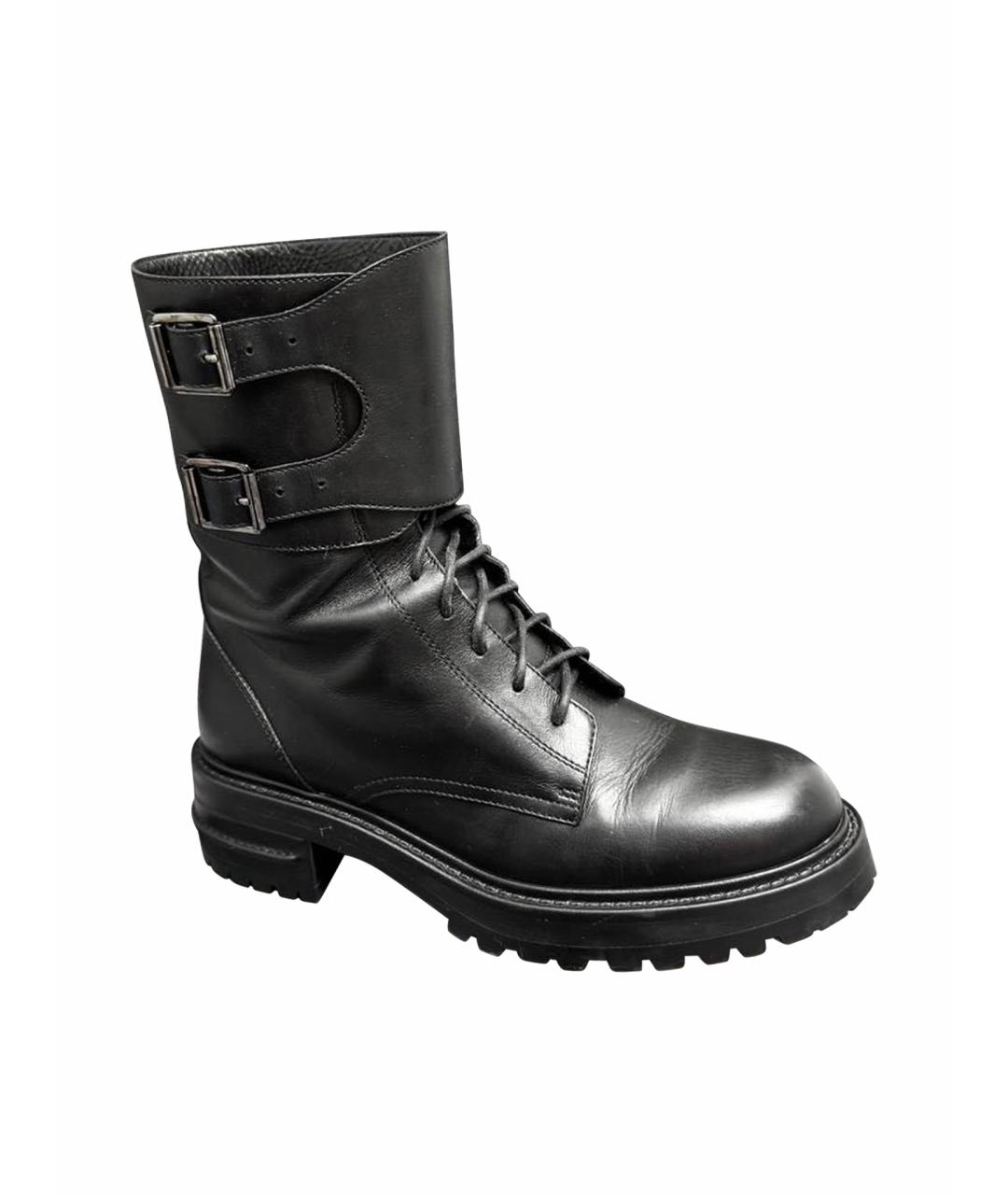 CHRISTIAN DIOR Черные кожаные ботинки, фото 1