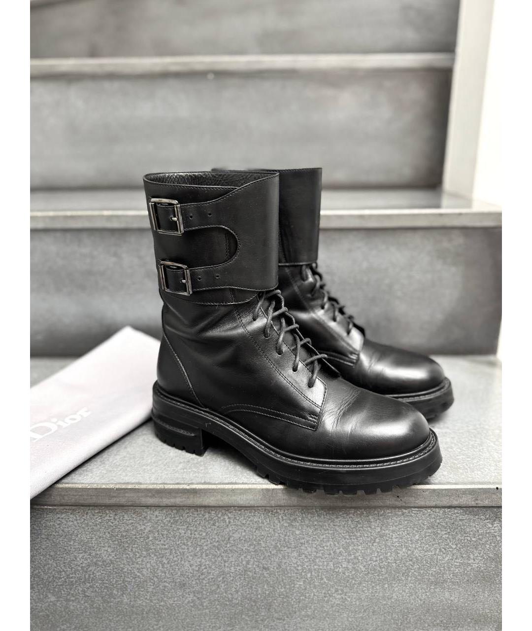CHRISTIAN DIOR Черные кожаные ботинки, фото 8