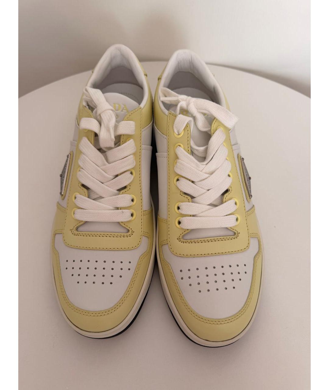 PRADA Желтые кожаные кеды, фото 3