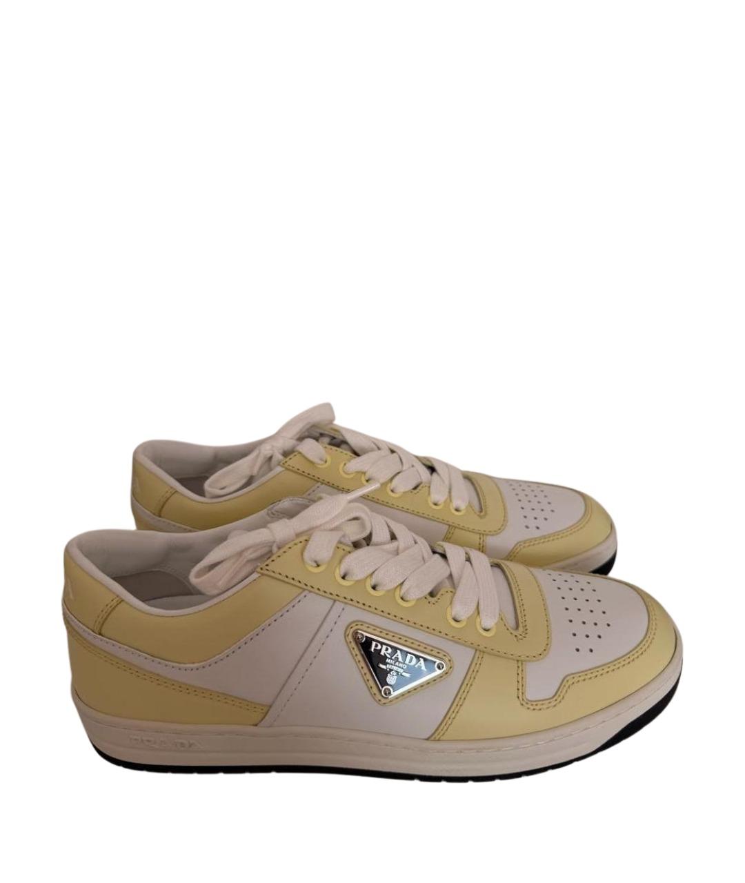 PRADA Желтые кожаные кеды, фото 1