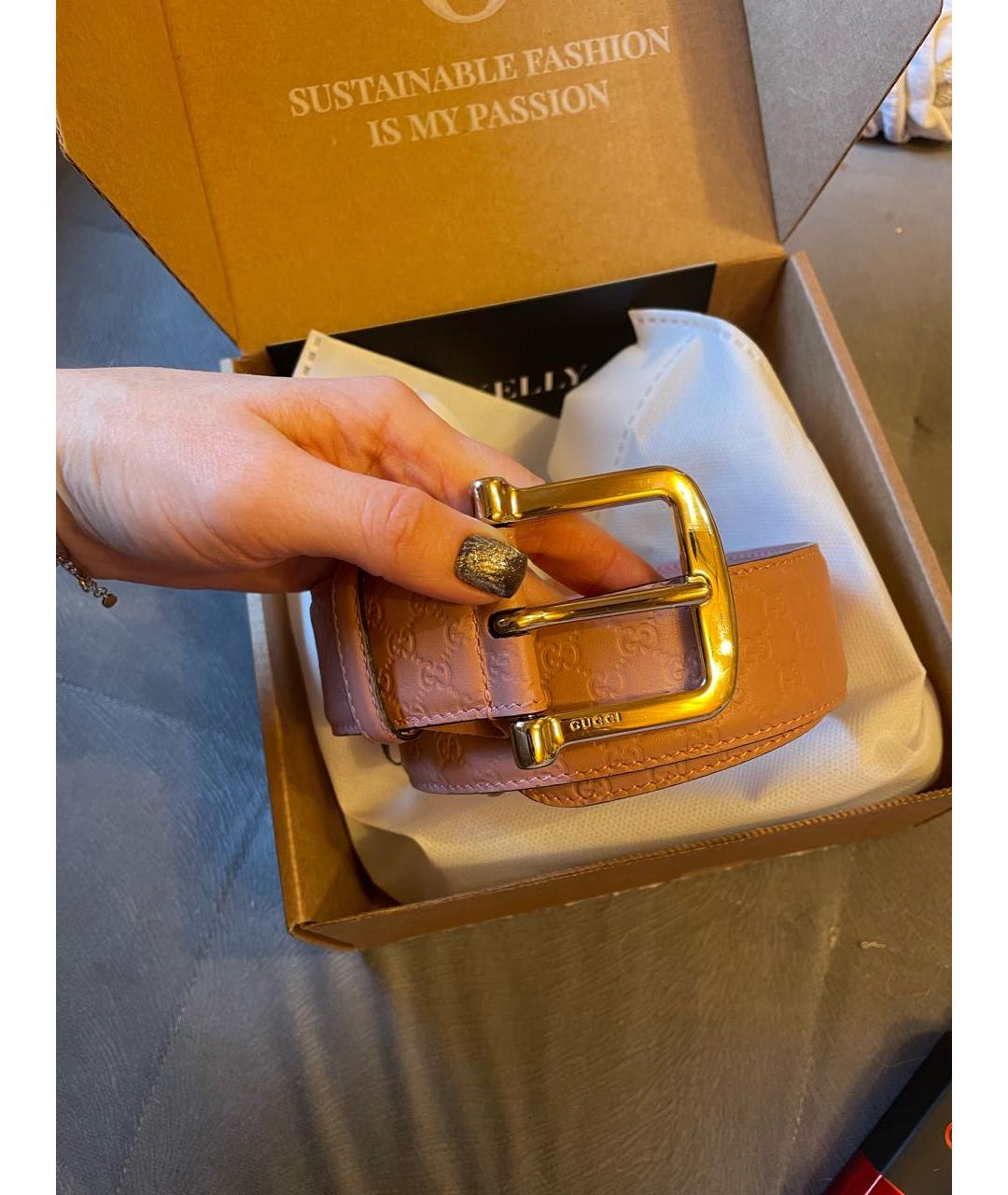 GUCCI Розовый кожаный ремень, фото 2