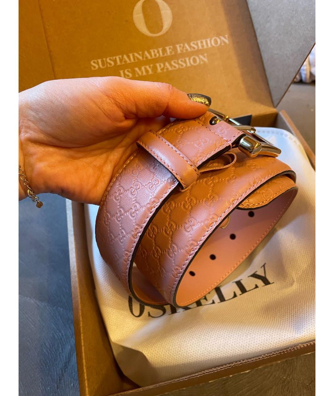 GUCCI Розовый кожаный ремень, фото 5