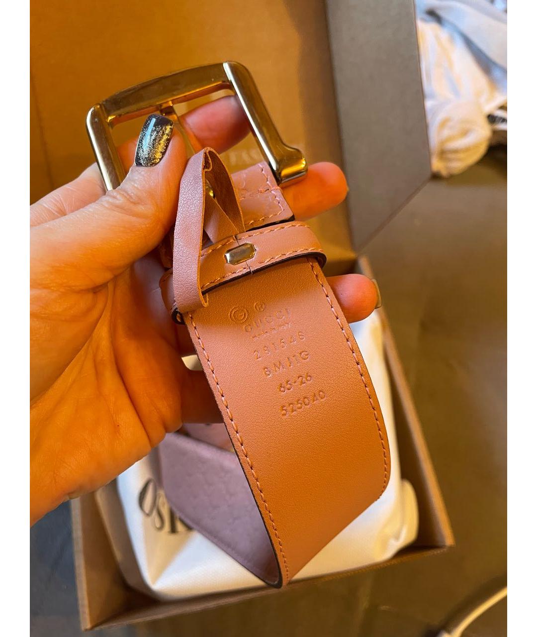 GUCCI Розовый кожаный ремень, фото 3