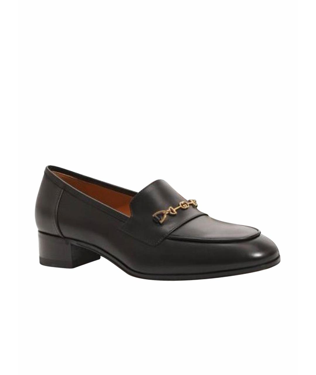 GUCCI Черные кожаные лоферы, фото 1